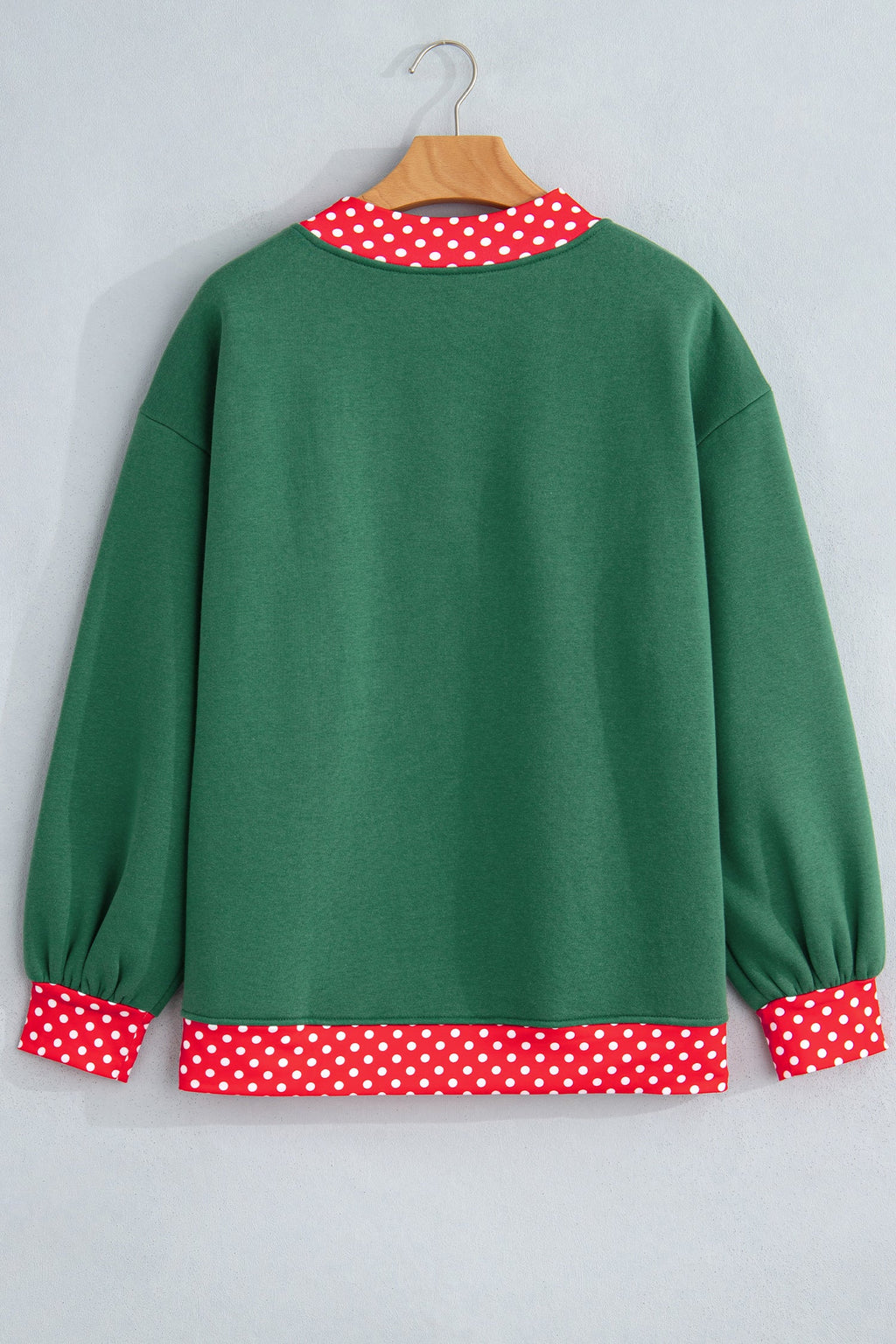 Polka Dot Contrast Trim Mock Neck Sweatshirt