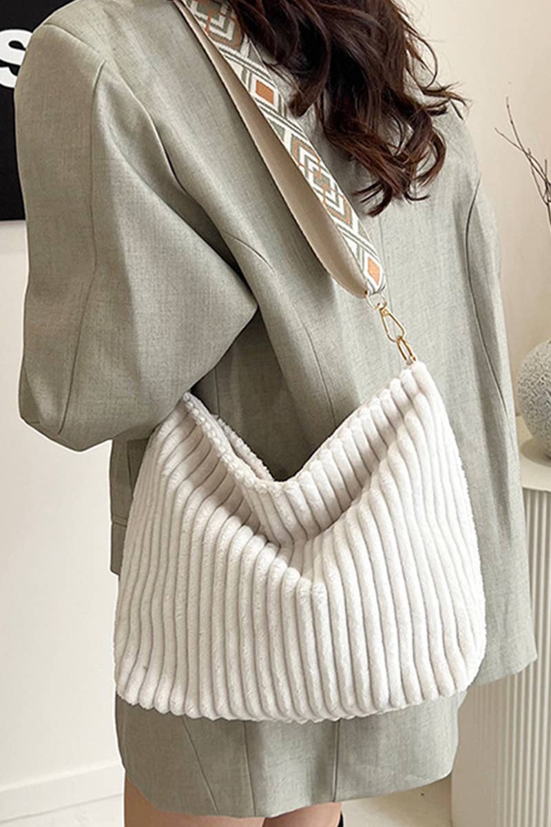 ,,, 1002 Corduroy Tote Bag With Guitar Shoulder Strap SI-28151: BLACK-184246 / OS