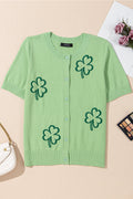 Holiday Jacquard Short Sleeve Cardigan