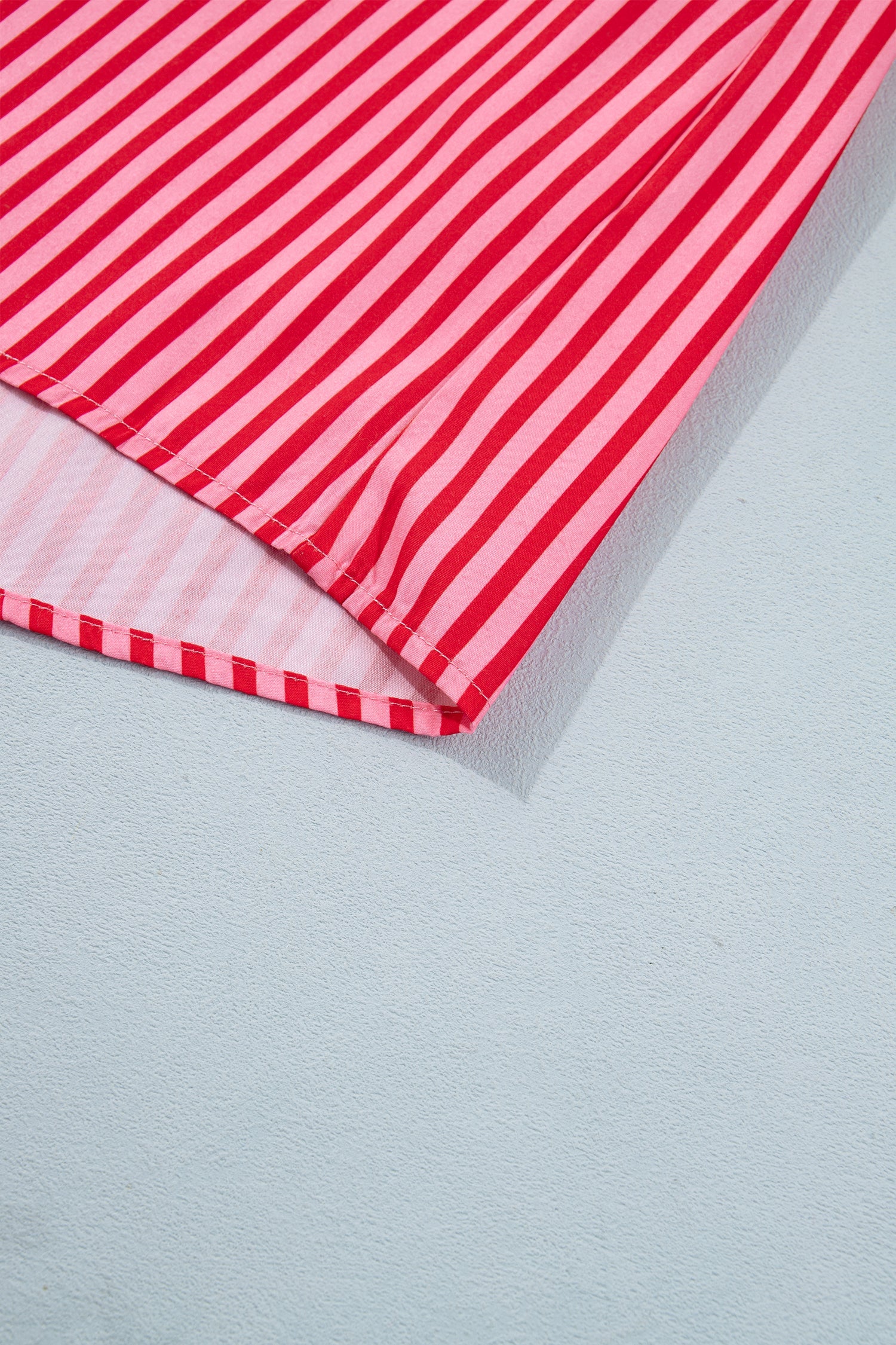 Stripe Patch Pocket Button-Up Long Sleeve Blouse
