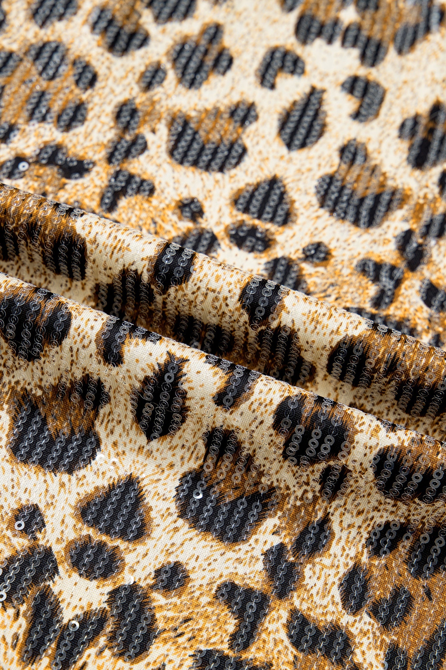 Leopard Sequin Short Sleeve Top