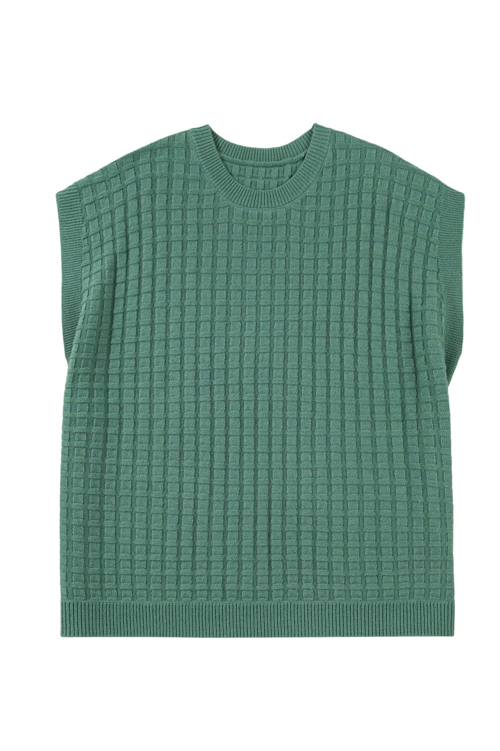 Plus Size Solid Textured Knit Short Sleeve Sweater