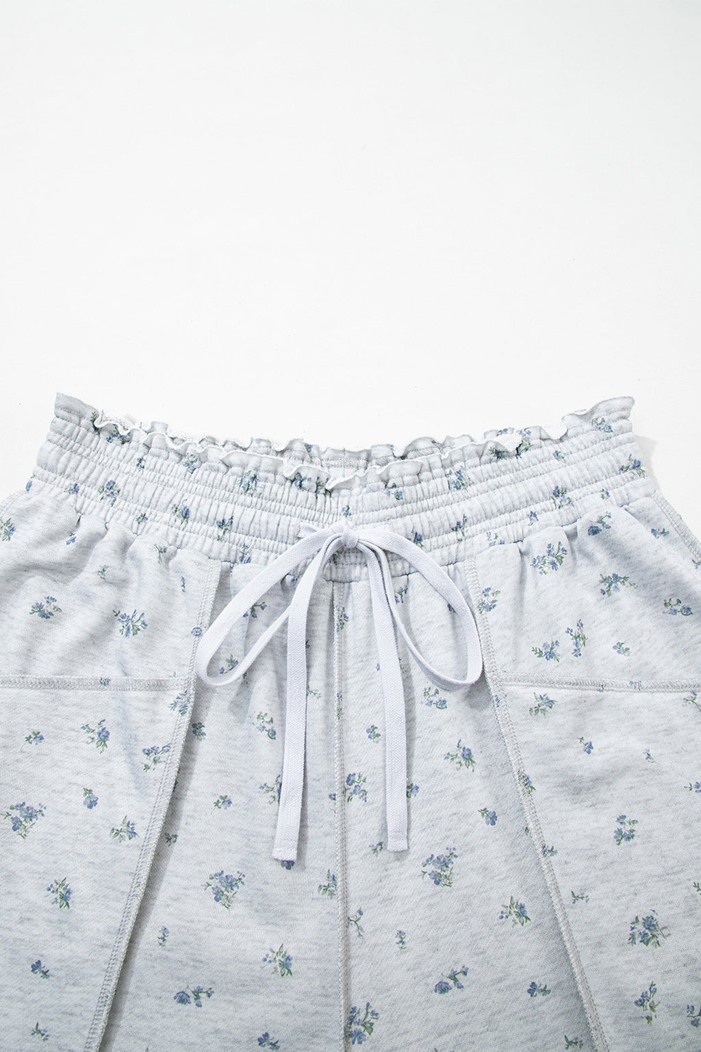 Floral Drawstring High Waist Seamed Barrel Pants