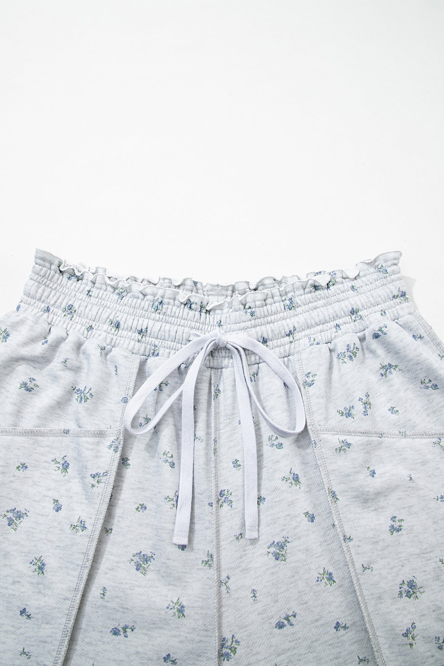 Floral Drawstring High Waist Seamed Barrel Pants