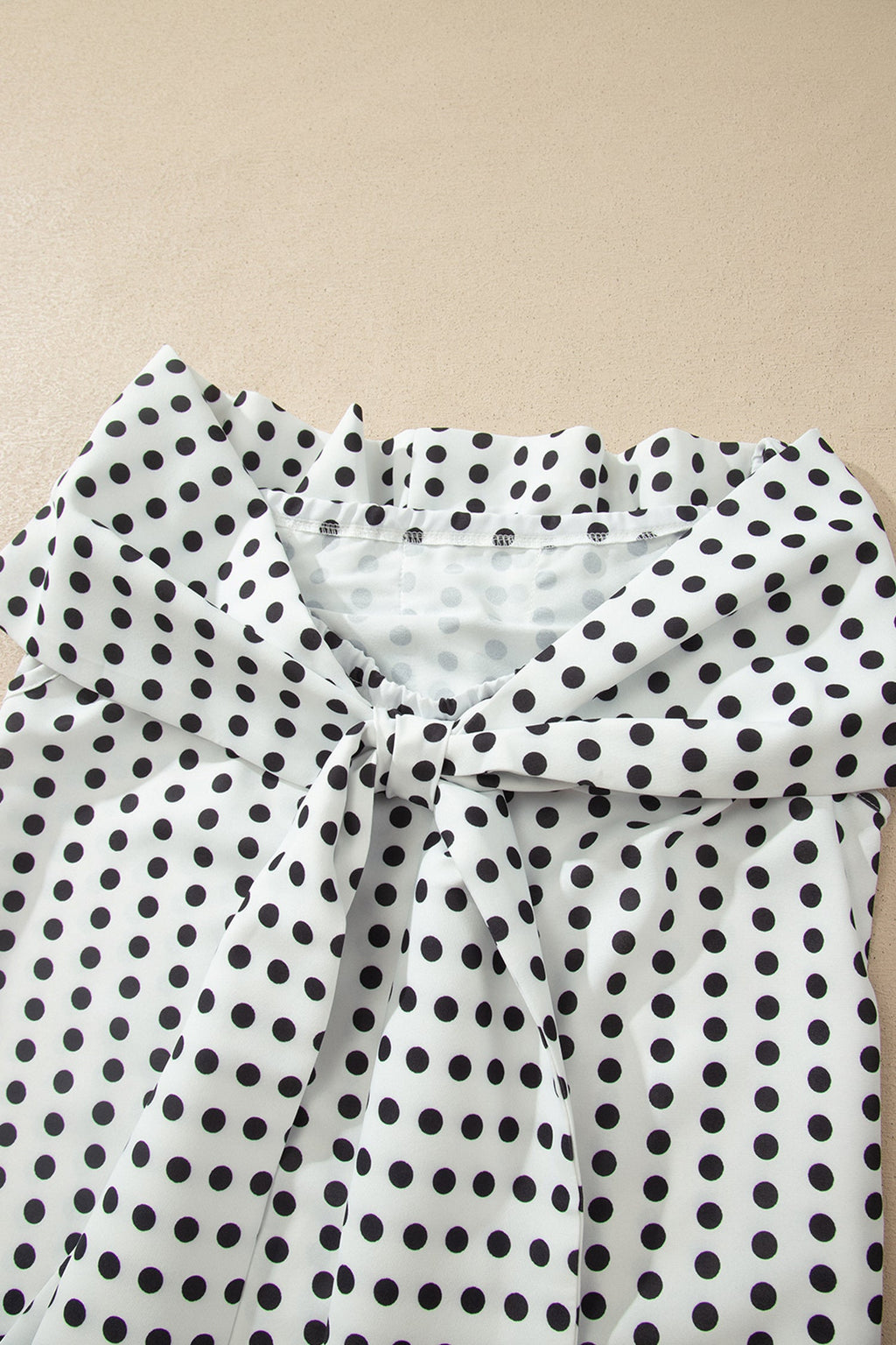 Polka Dot Off Shoulder Bow Knot Sleeve Blouse