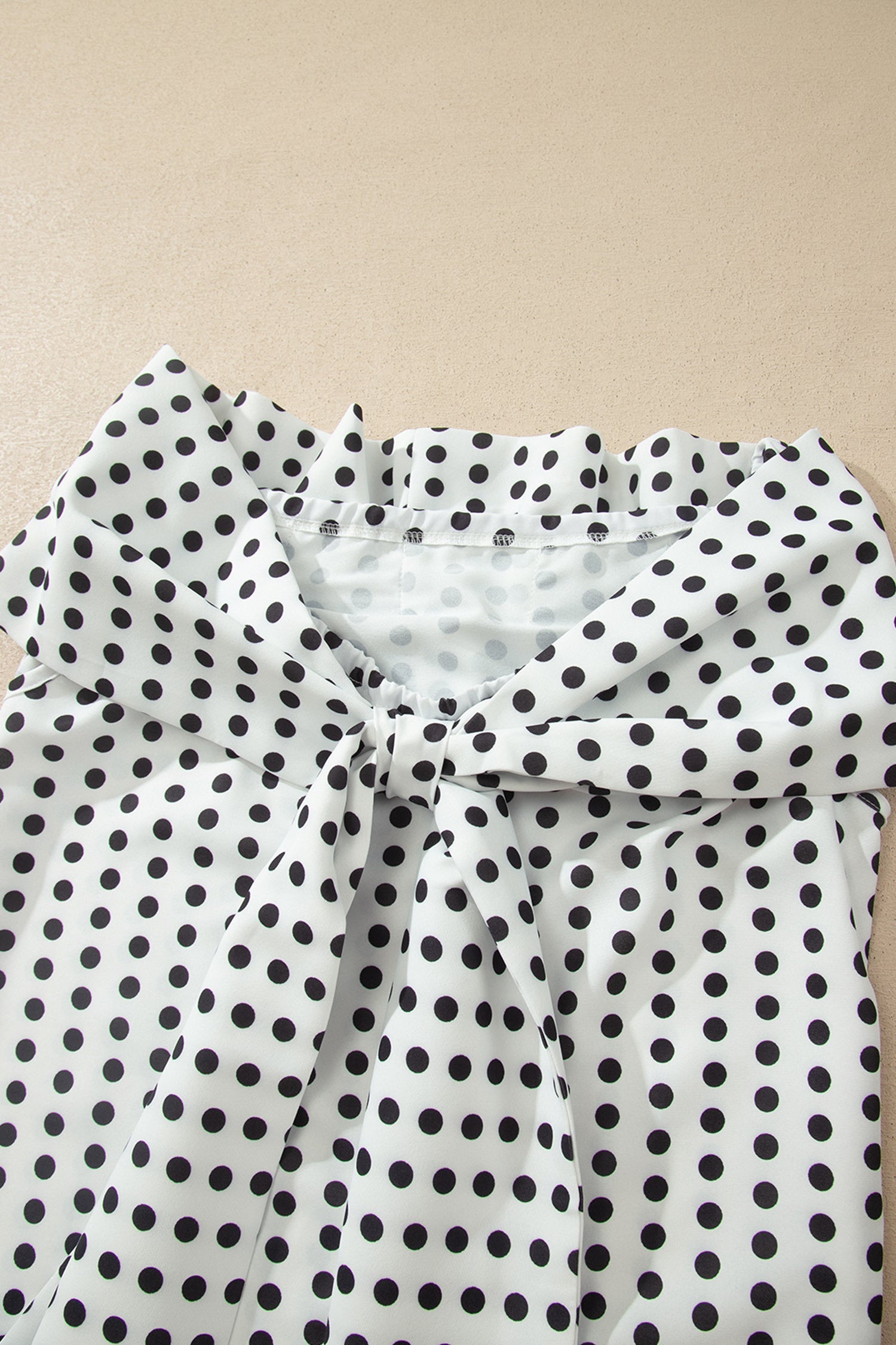 Polka Dot Off Shoulder Bow Knot Sleeve Blouse