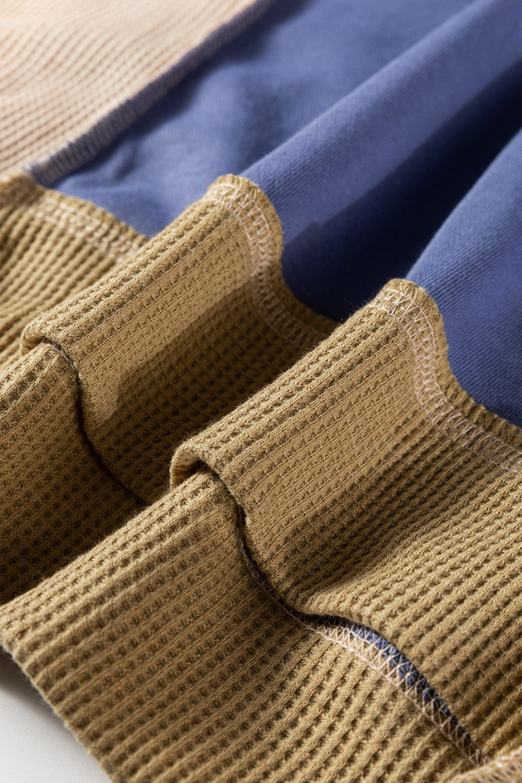 Colorblock Waffle Knit Patchwork Reverse Seam Oversize Sweatshirt