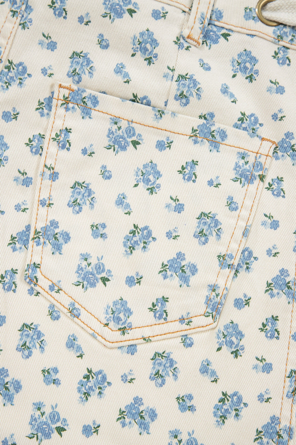 Floral Grommet Knot Waist Barrel Leg Jeans