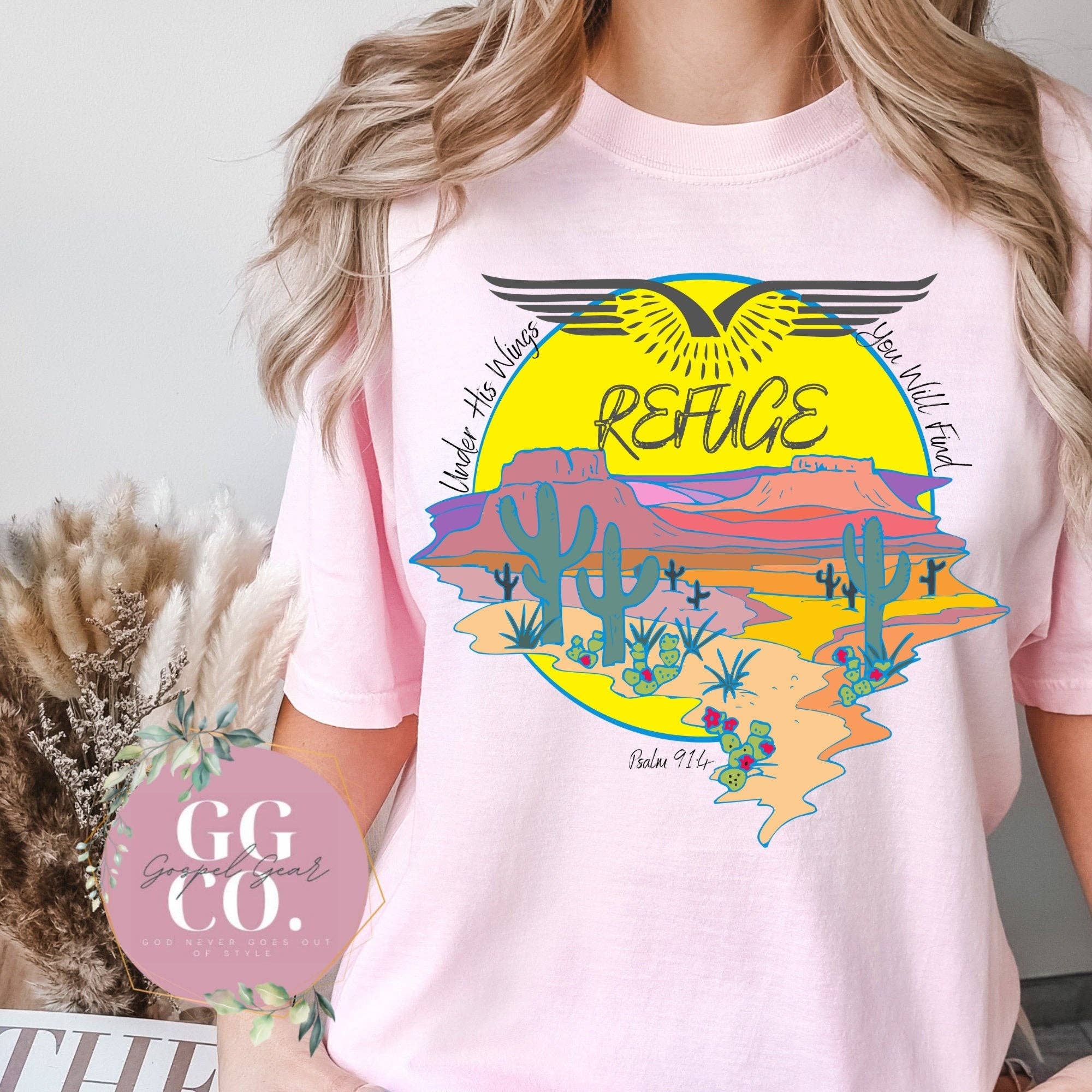 Under His Wings Graphic Shirt: 2XL / Short Sleeve Tee Pink