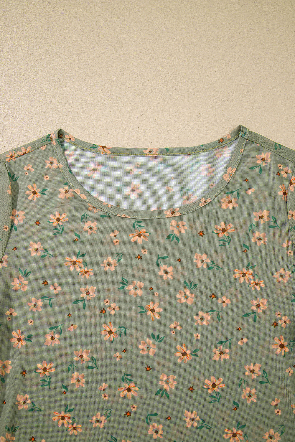 Floral Mesh Long Sleeve Top