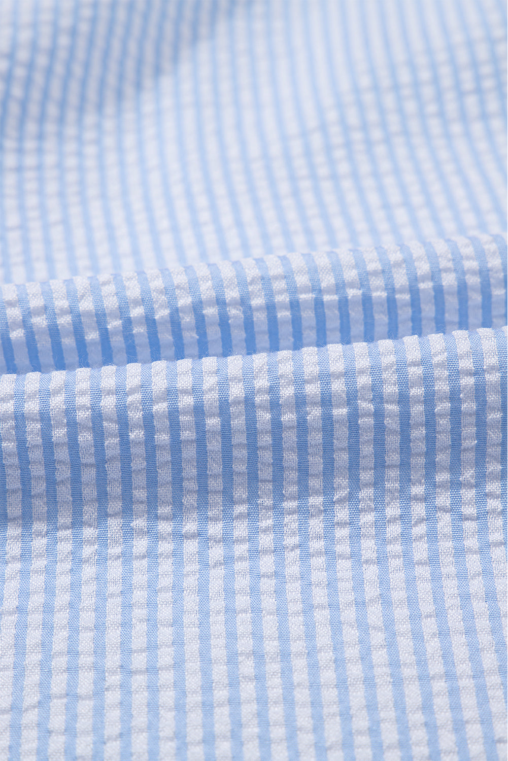 Stripe Ruffle Short Bubble Sleeve Loose Fit Shirt