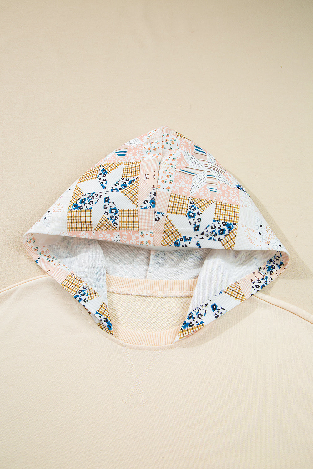 Western Geometric Patchwork Kangaroo Pocket Hoodie