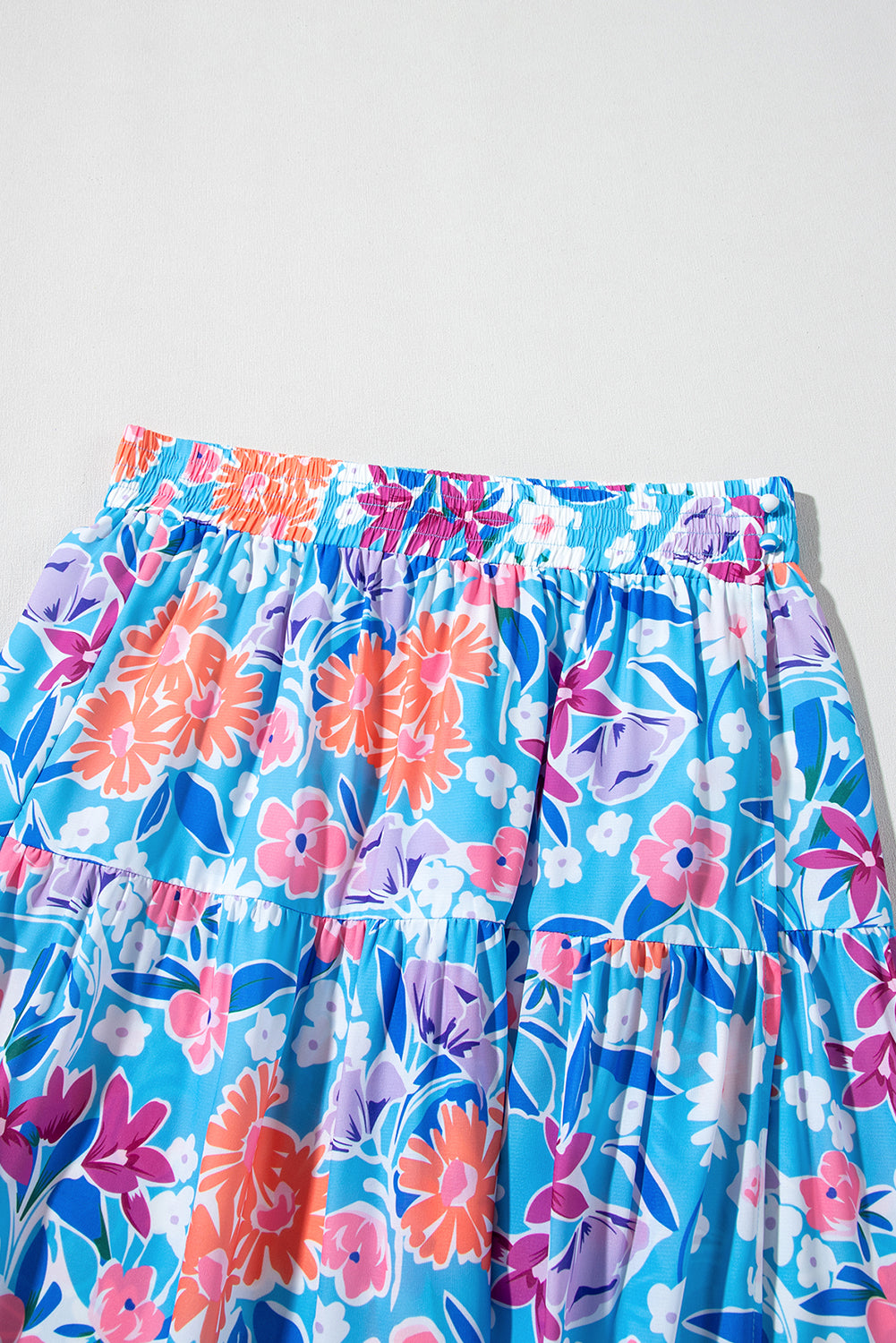 Floral High Waist Side Split Wrap Maxi Skirt