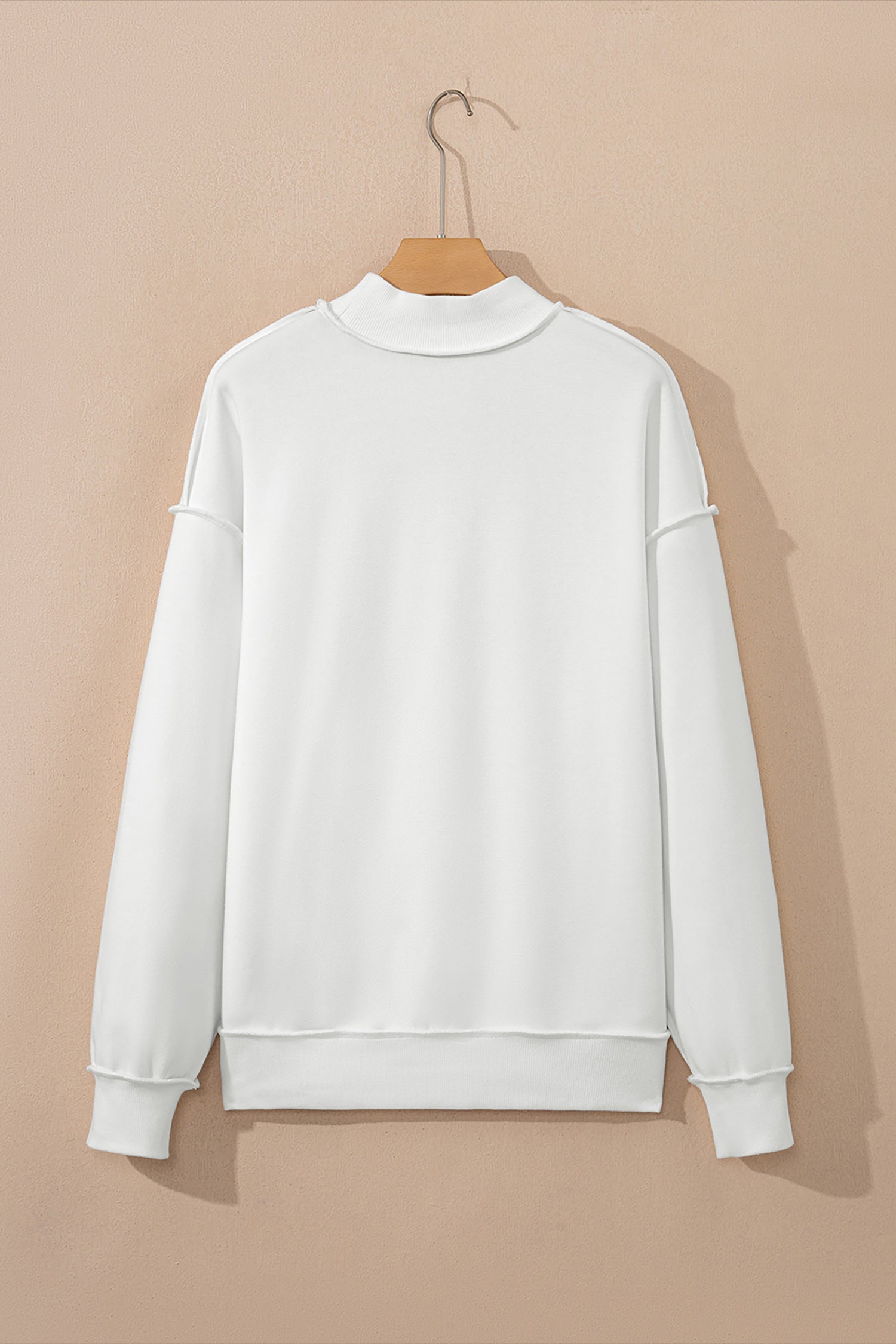 Solid Mock Neck Drop Shoulder Oversize Sweatshirt