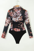 Floral Mesh Long Sleeve High Neck Bodysuit