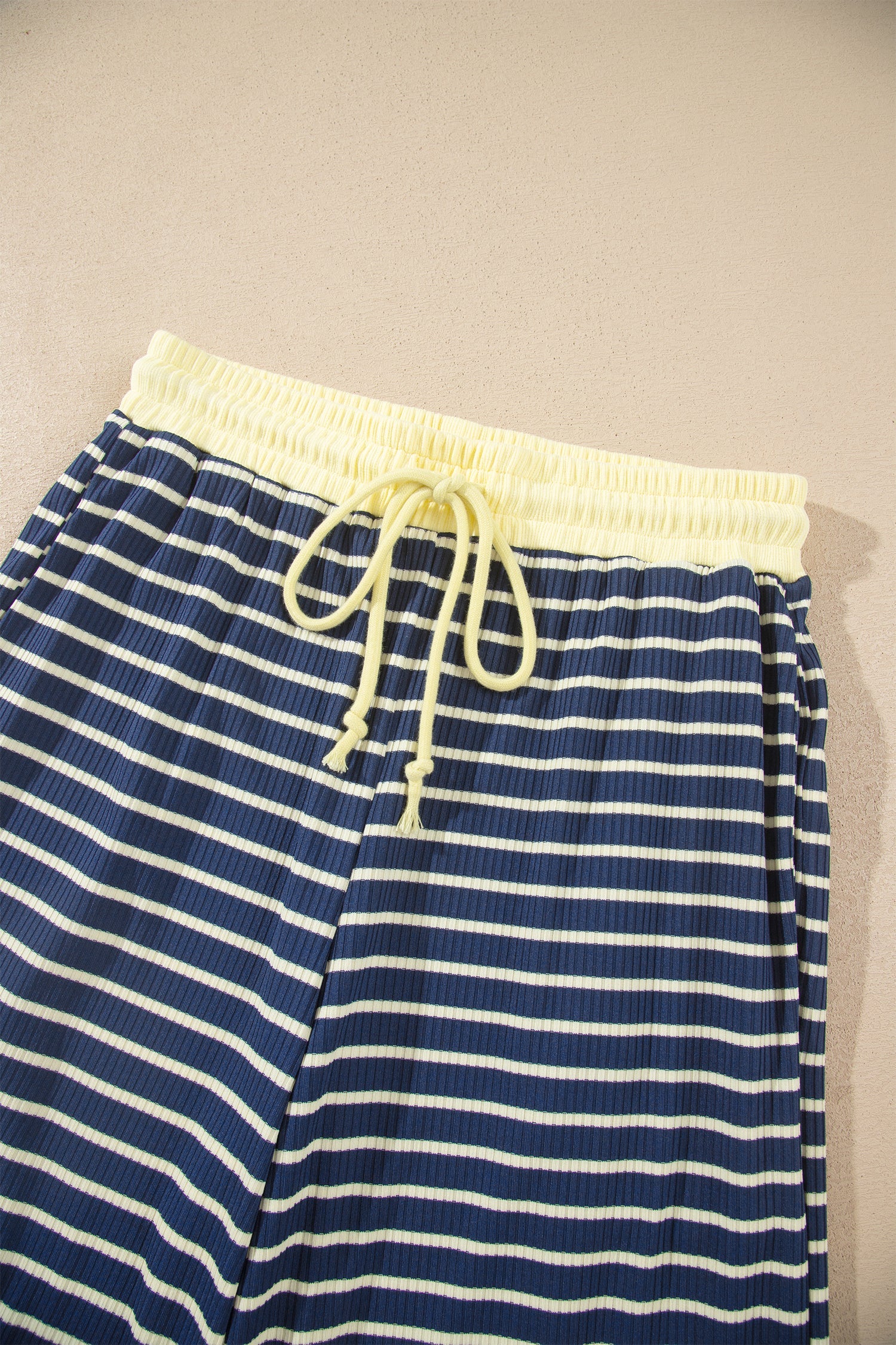 Stripe Colorblock Zip V-Neck Pullover and Pants Set
