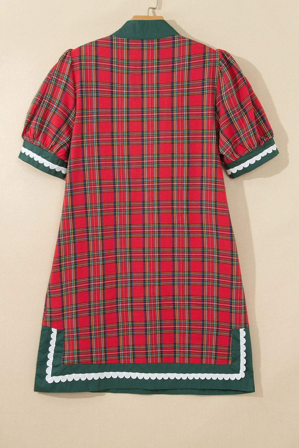 Plaid Contrast Trim Short Sleeve Mini Dress