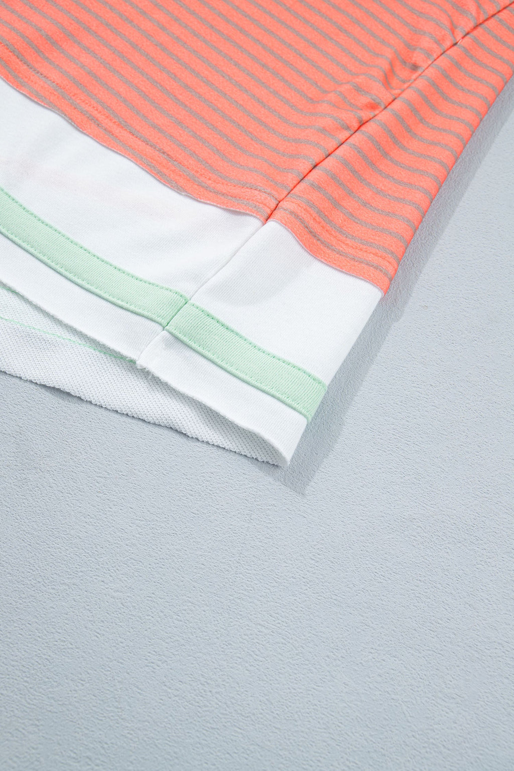 Stripe Colorblock Raw Seam Long Sleeve Top