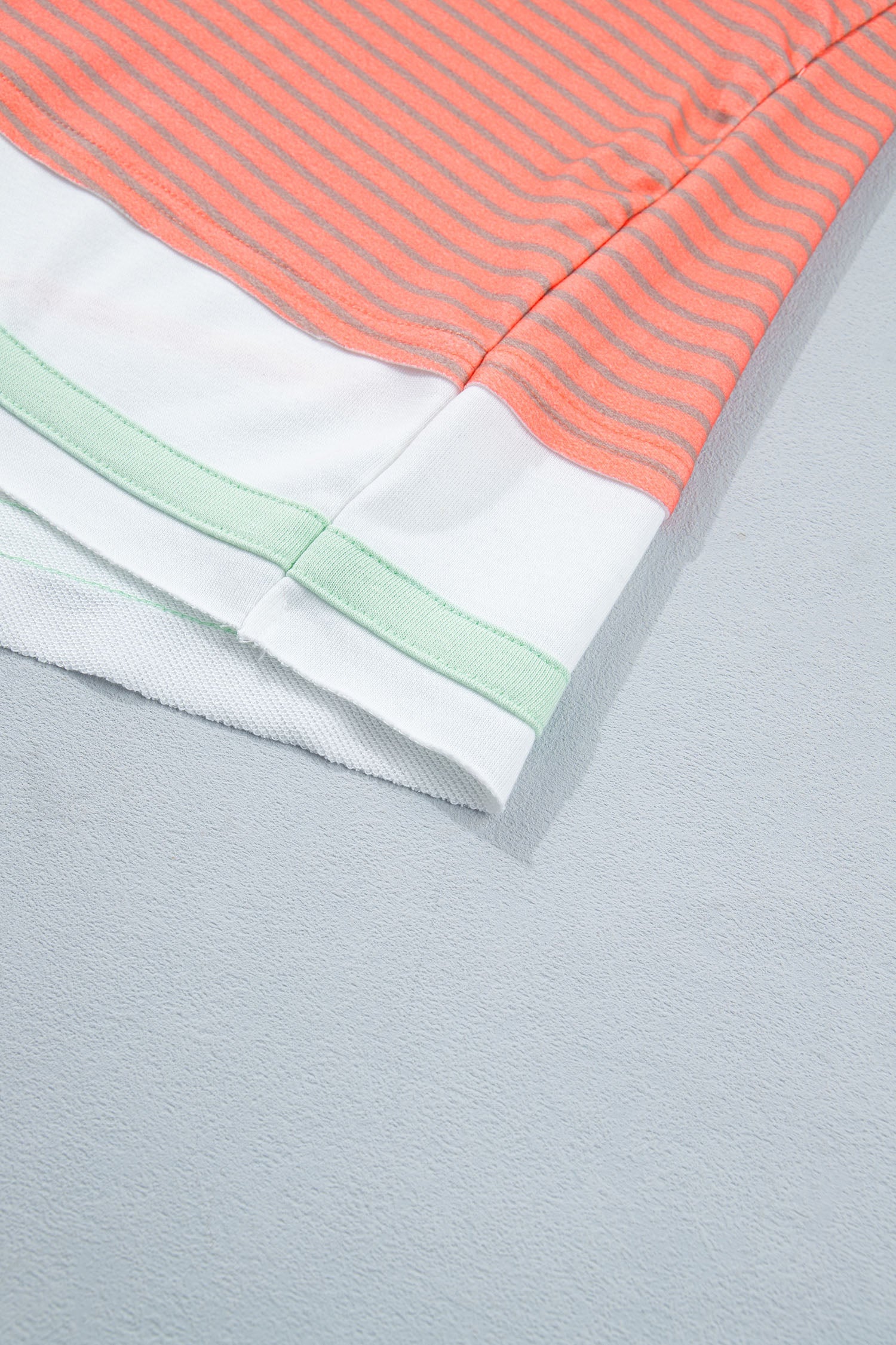Stripe Colorblock Raw Seam Long Sleeve Top