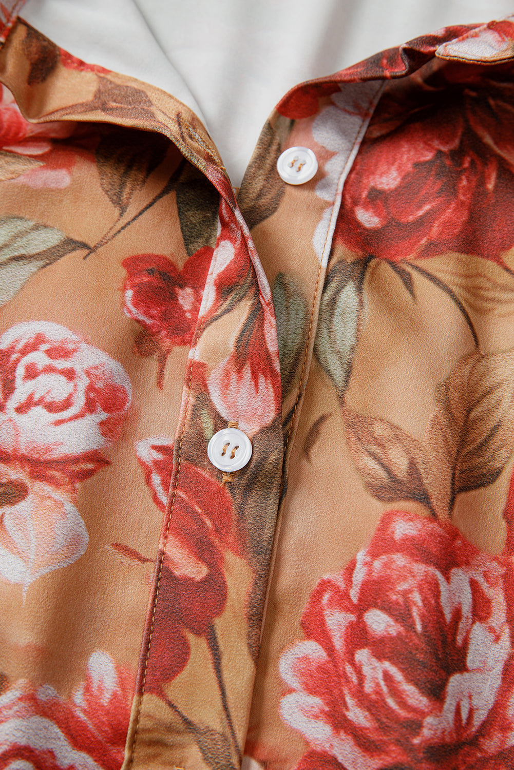Floral Half-Button Long Sleeve Ruffle Mini Dress
