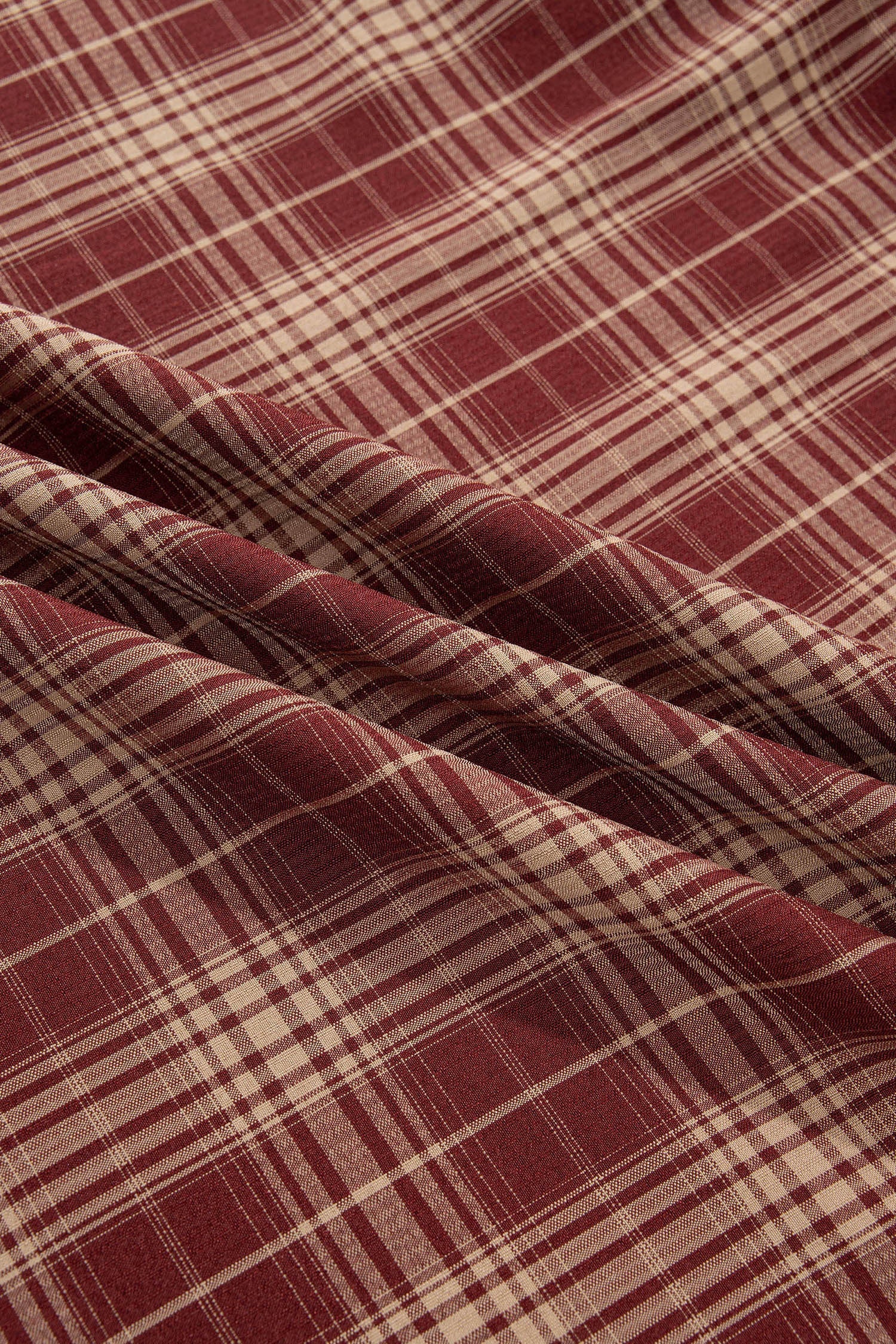 Plaid Vintage Knot Front Smocked High Waist Midi Dress