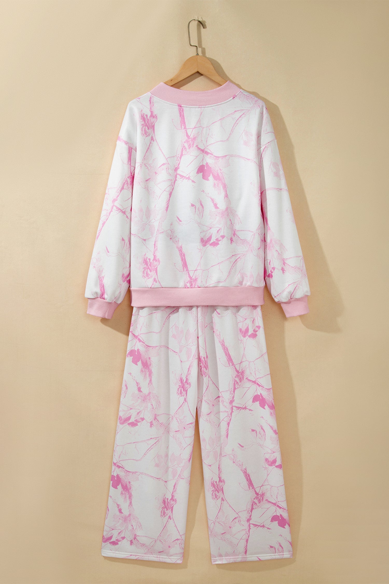 Camo V-Neck Long Sleeve Top & Pants Set