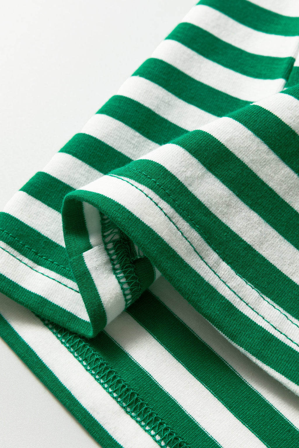 Stripe Collared V-Neck Short Puff Sleeve Top