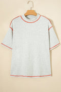 Reversible Contrast Stitching Mock Neck T-Shirt
