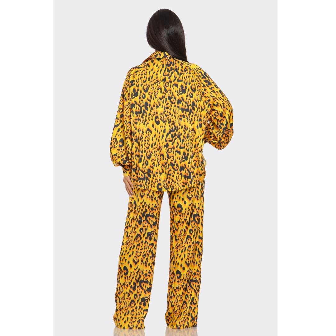 Leopard Print Pants Set 3 piece LTP-3228: Purple / S