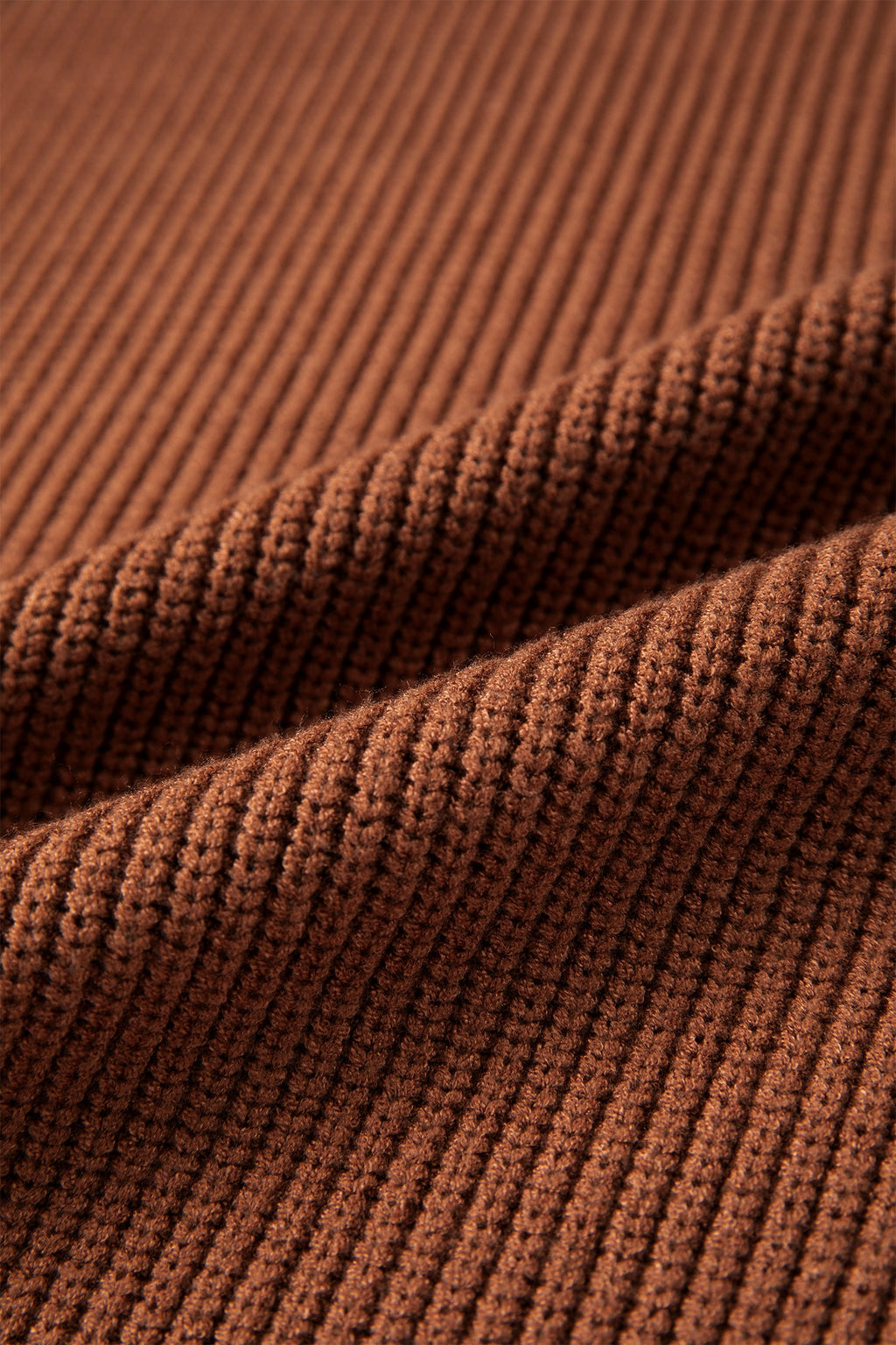 Exposed Hem Drop Shoulder Ribbed Knit Sweater