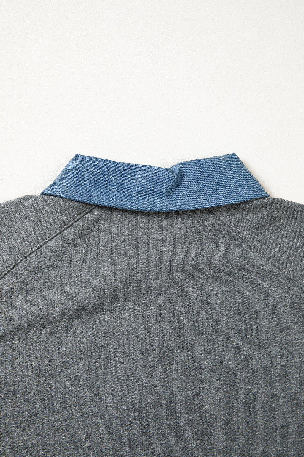 Colorblock Denim Patchwork Shirt Collar Blouse