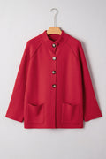 Solid Collared Button Front Cardigan Jacket