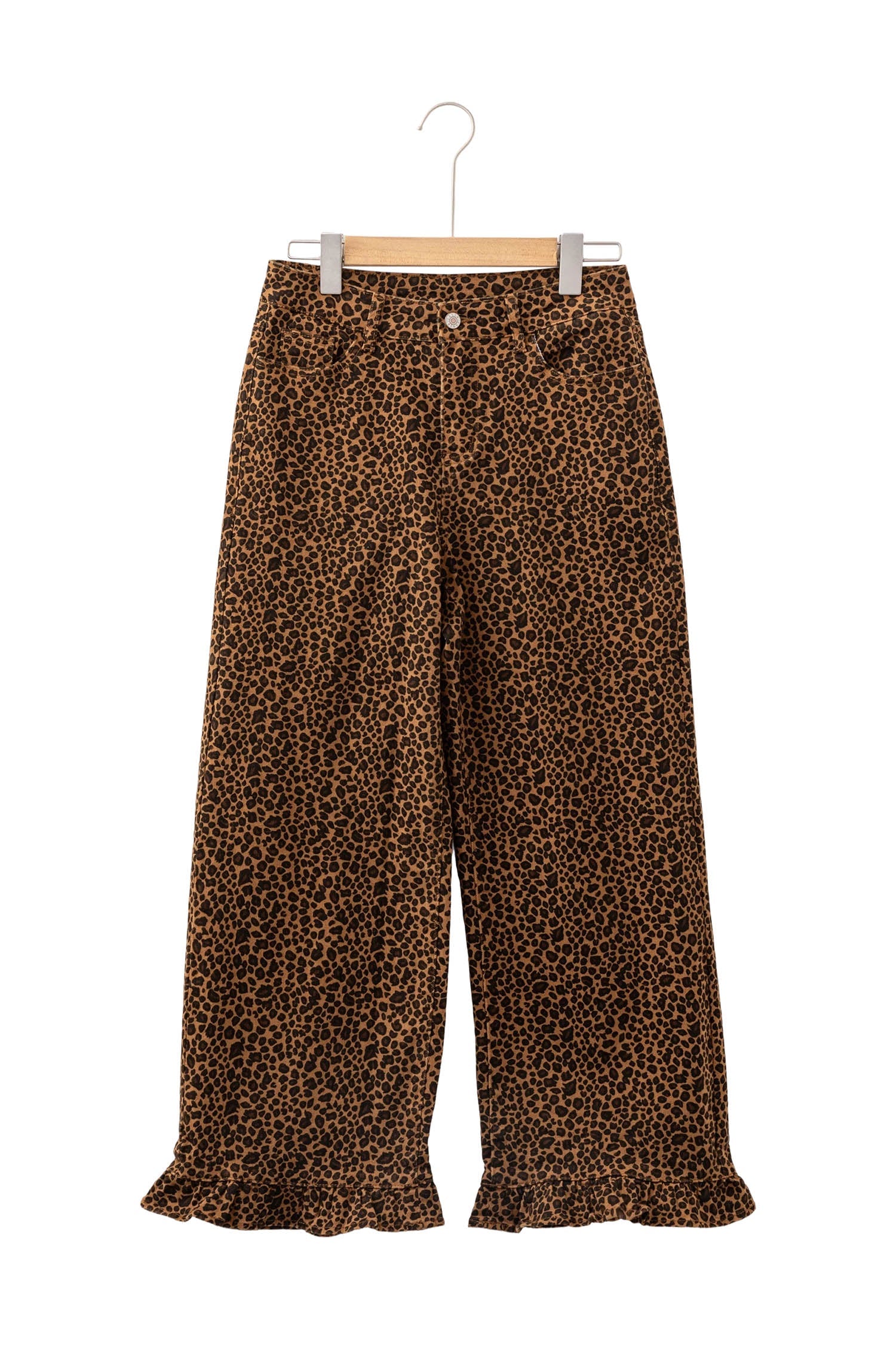 Leopard Ruffle Hem Shift Jeans