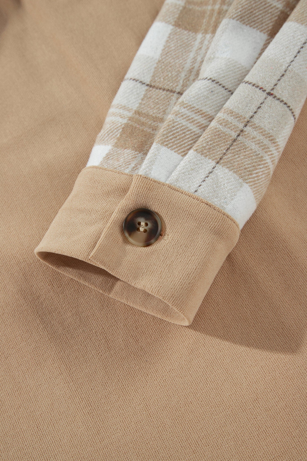 Plaid Colorblock Patch Pocket Buttoned Shacket