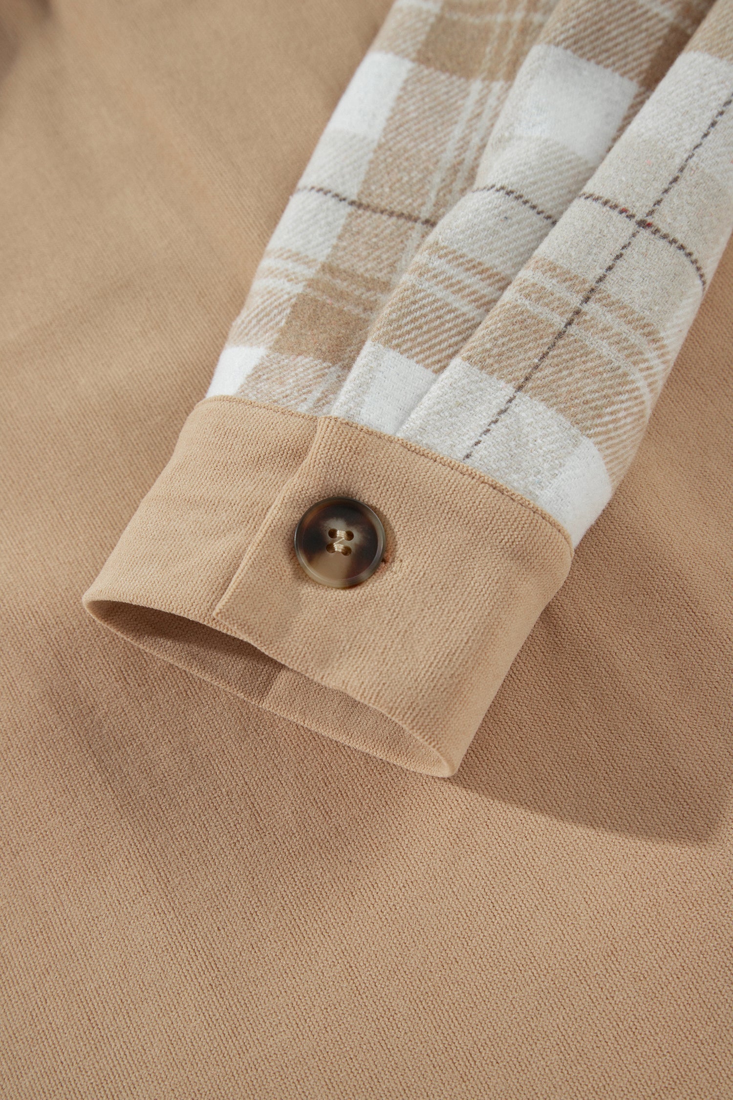 Plaid Colorblock Patch Pocket Buttoned Shacket