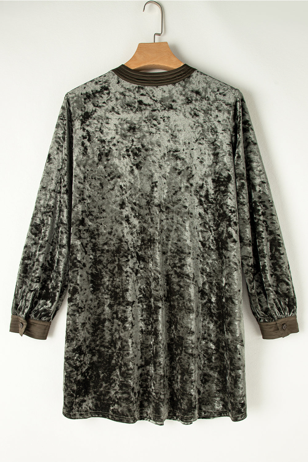 Velvet Long Sleeve V-Neck Side Pocket Dress