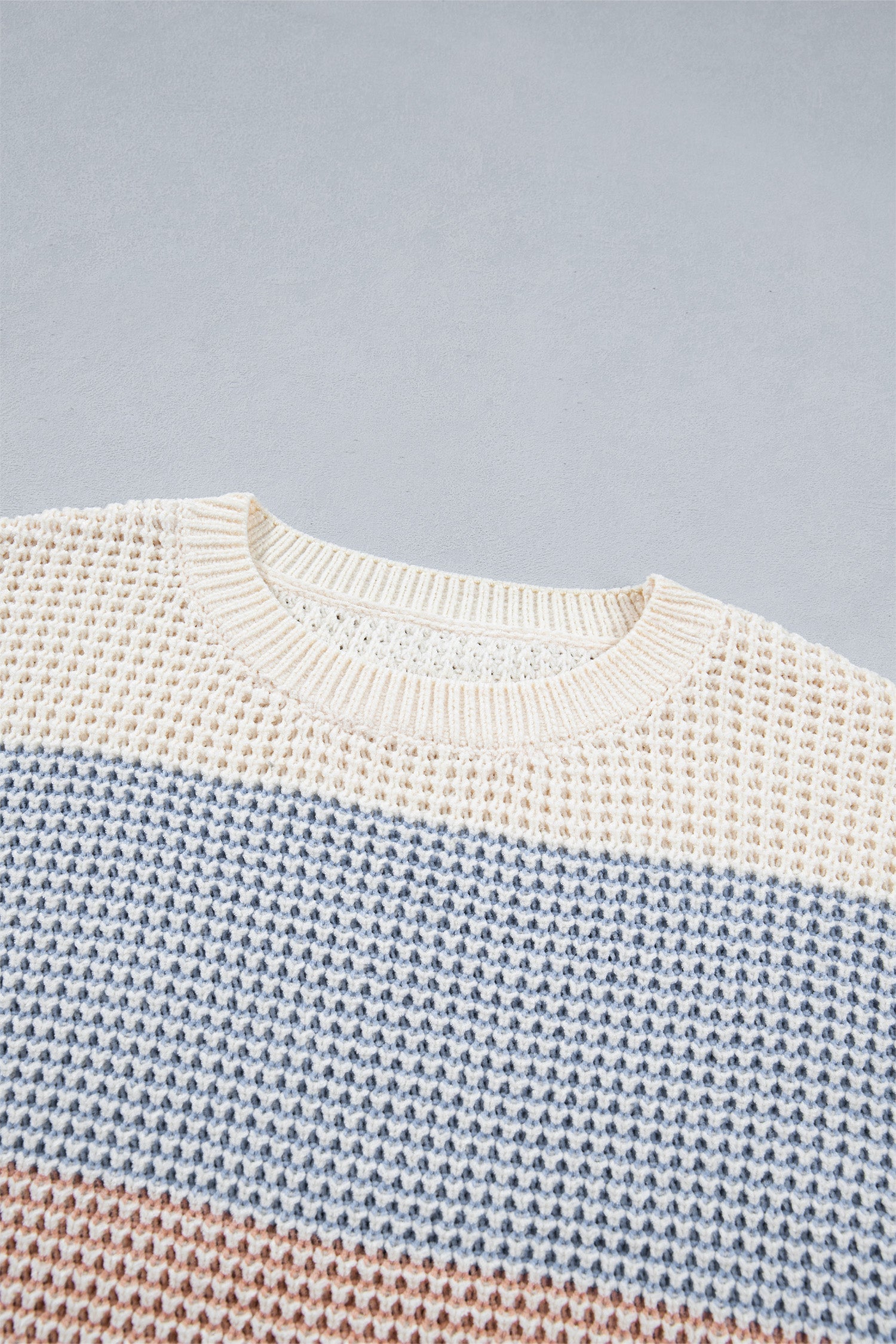Colorblock Stripe Drop Shoulder Round Neck Sweater