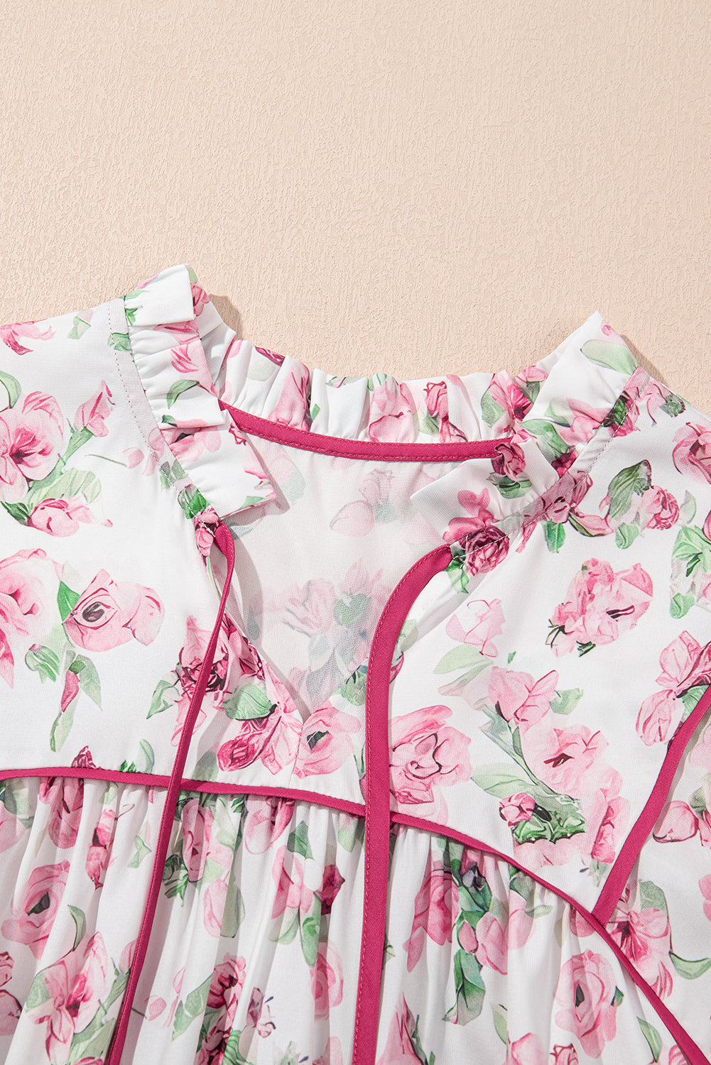 Plus Size Floral Tied V-Neck Mini Dress