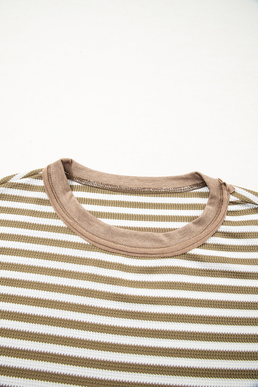 Stripe Thermal Knit Drop Shoulder Top