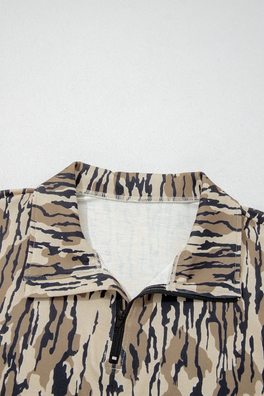 Camo Zipped Collar Kangaroo Pocket Sweatshirt