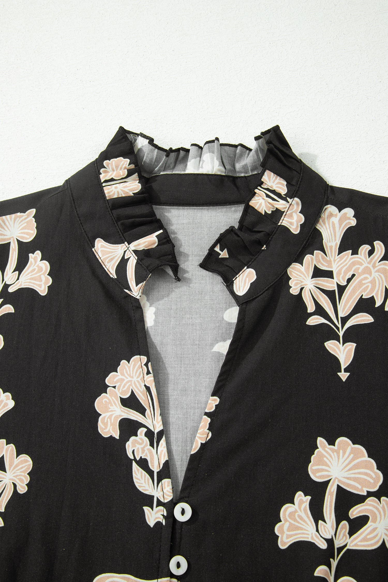 Floral Frilled V-Neck Puff Sleeve Mini Dress