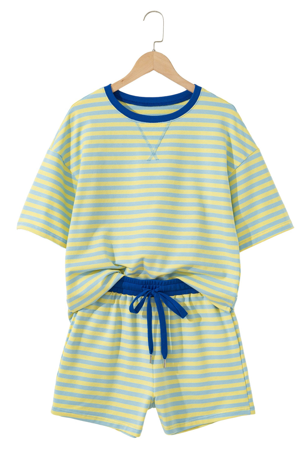 Stripe Terry Knit Top & Shorts Set