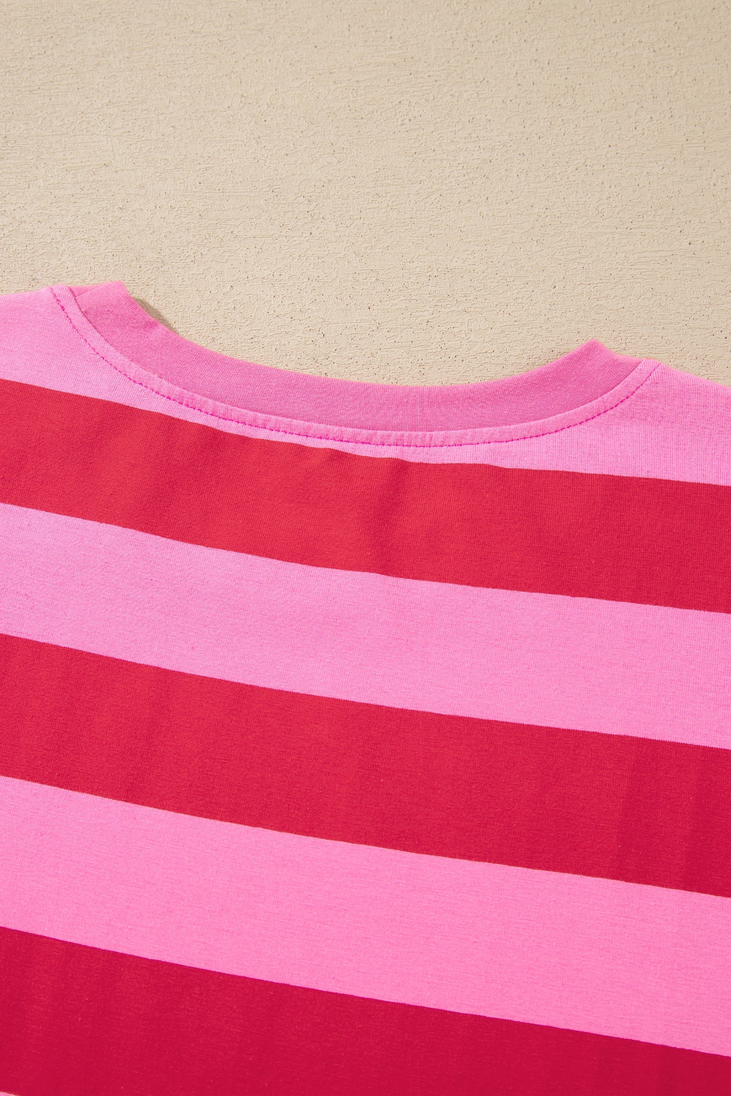 Stripe Cuffed Short Sleeve T-Shirt Long Dress w/ Pockets