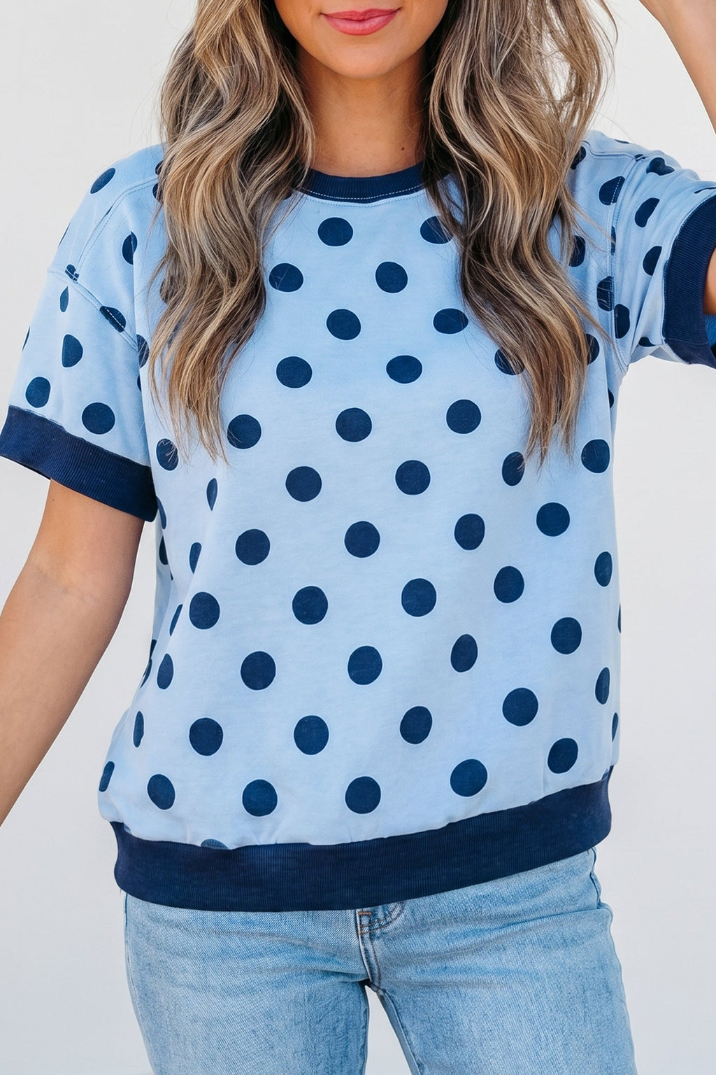 Colorblock Polka Dot Short Sleeve Tee