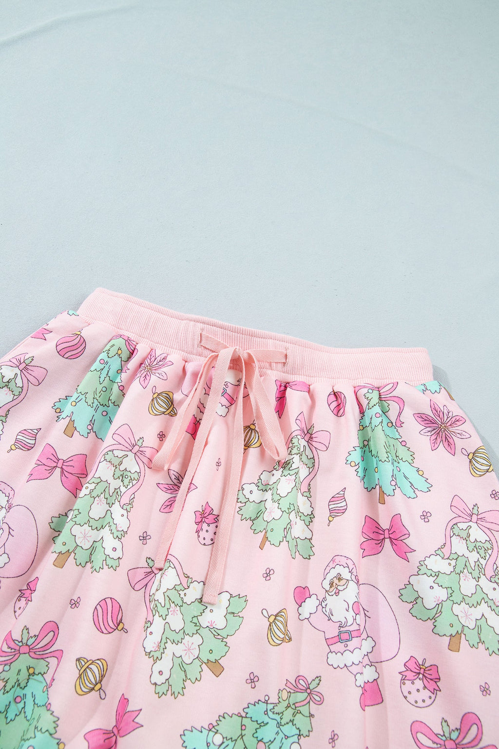 Christmas Tree & Santa Lace Trim Top & Skort Set