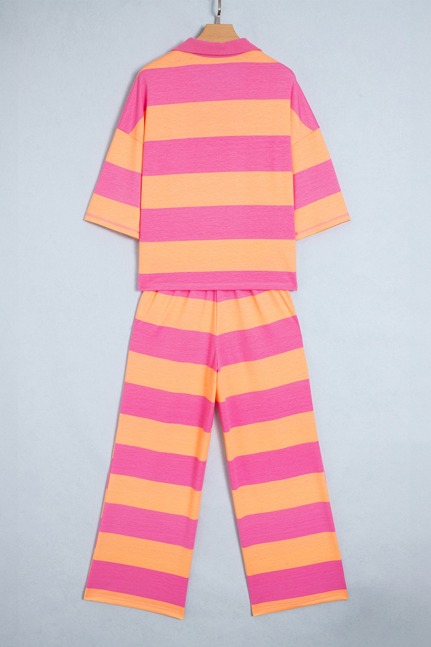 Stripe Colorblock 3/4 Sleeve Top and Pants Set