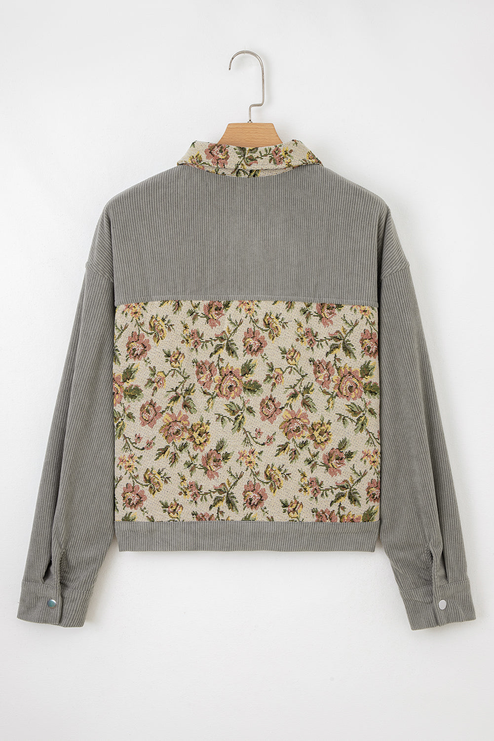 Floral Patchwork Ribbed Corduroy Shirt Jacket
