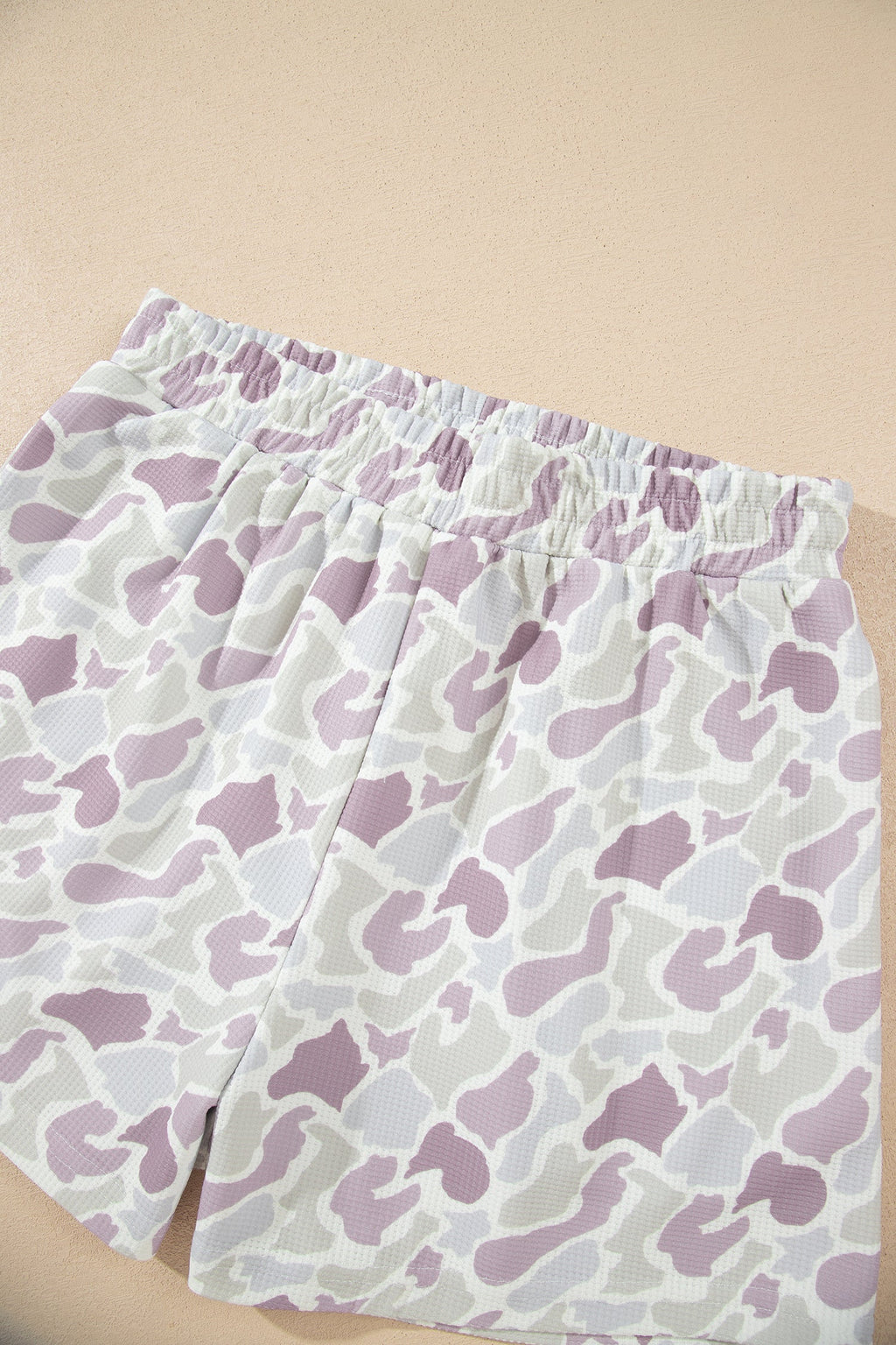 Camo Waffle Knit Long Sleeve Top & Shorts Set
