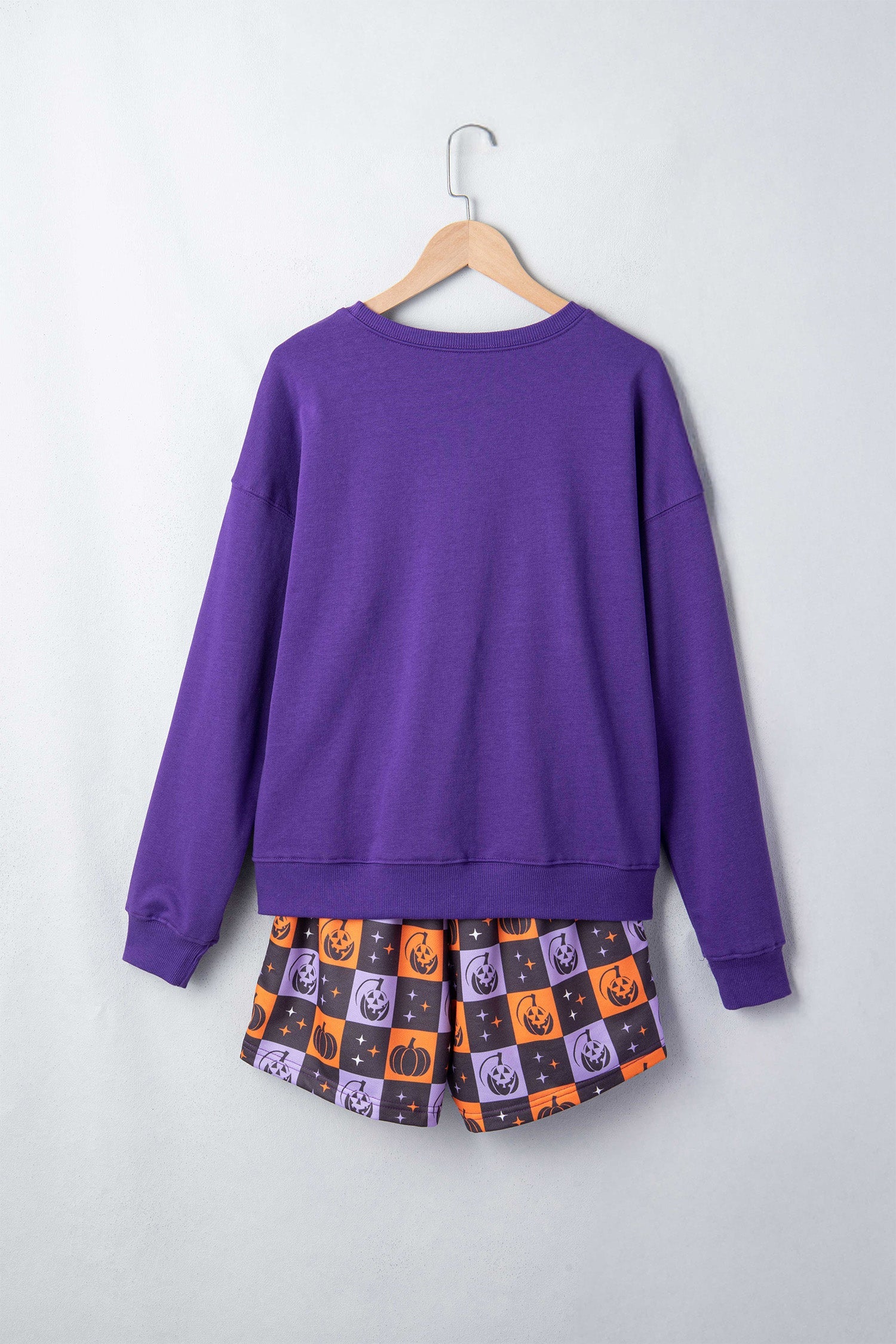 Halloween Witch Long Sleeve Top & Checker Shorts Set