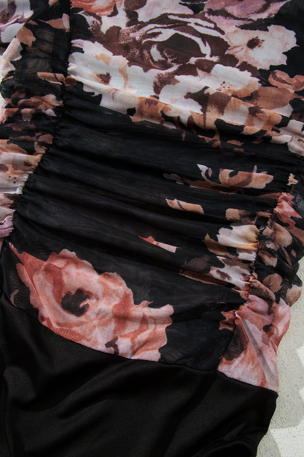 Floral Mesh Long Sleeve High Neck Bodysuit